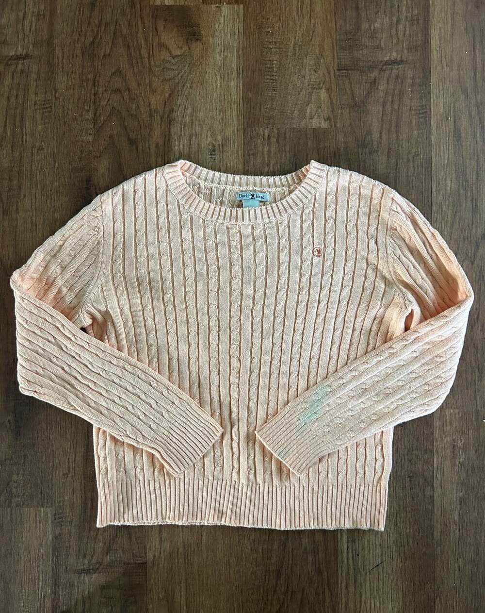 Vintage Duck Head Cable-Knit Sweater Peach Cotton